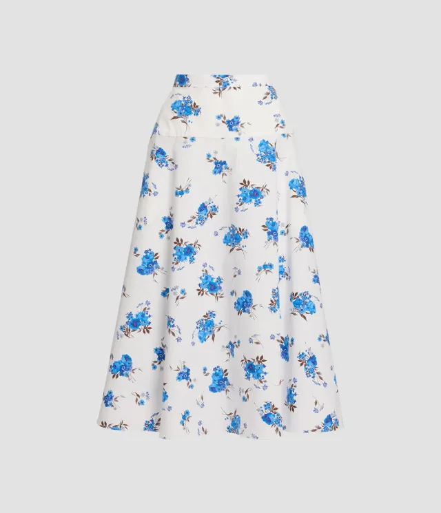 Erdem Gonna Midi Floreale Popeline Cotone Pesante