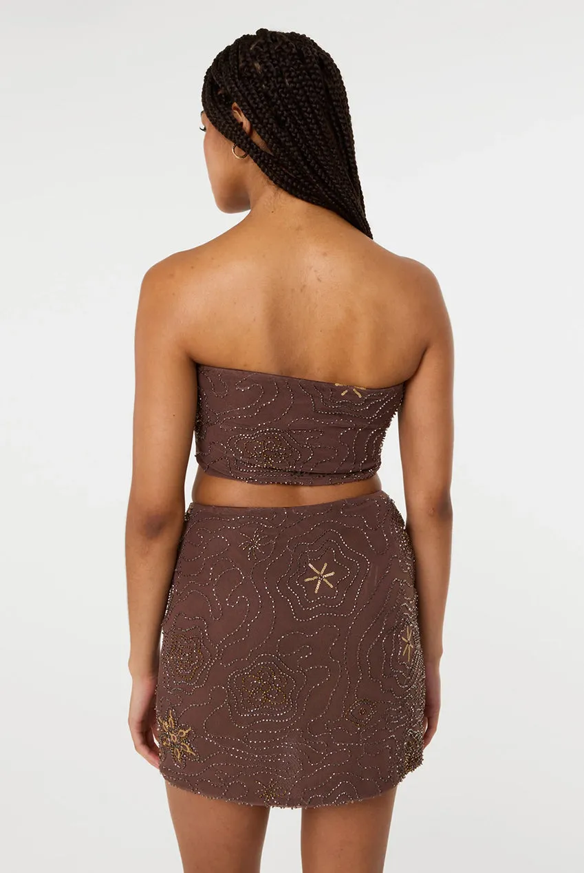 Pink Vanilla Sequin Embroidered top bandeau cioccolato paillettes