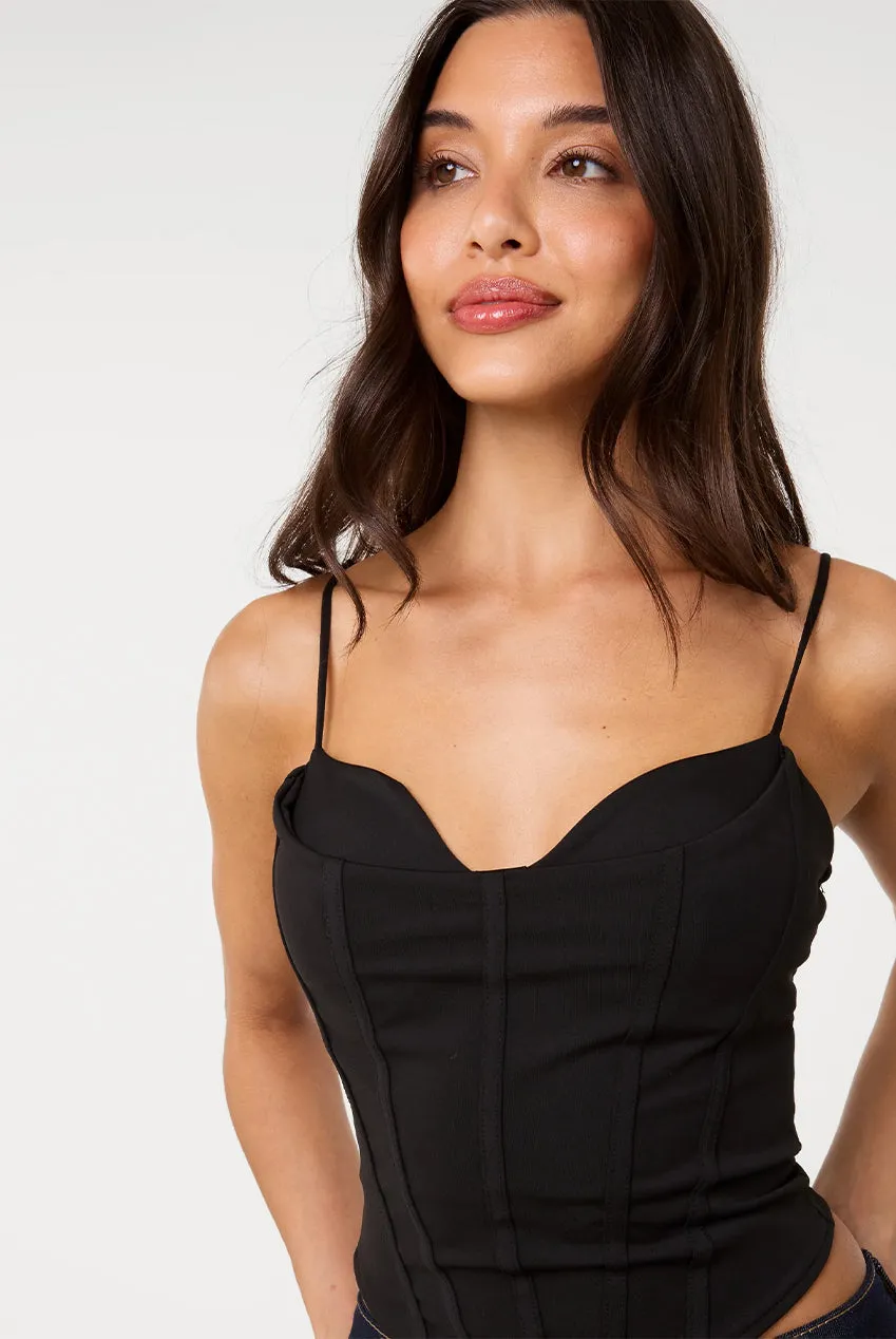 Pink Vanilla bustier top nero coppe scollo cuore