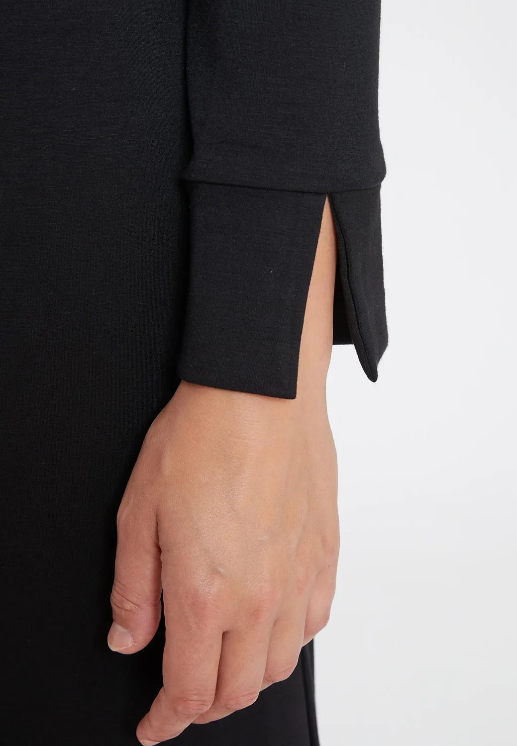 Ana Alcazar Sedana abito midi nero jersey ufficio
