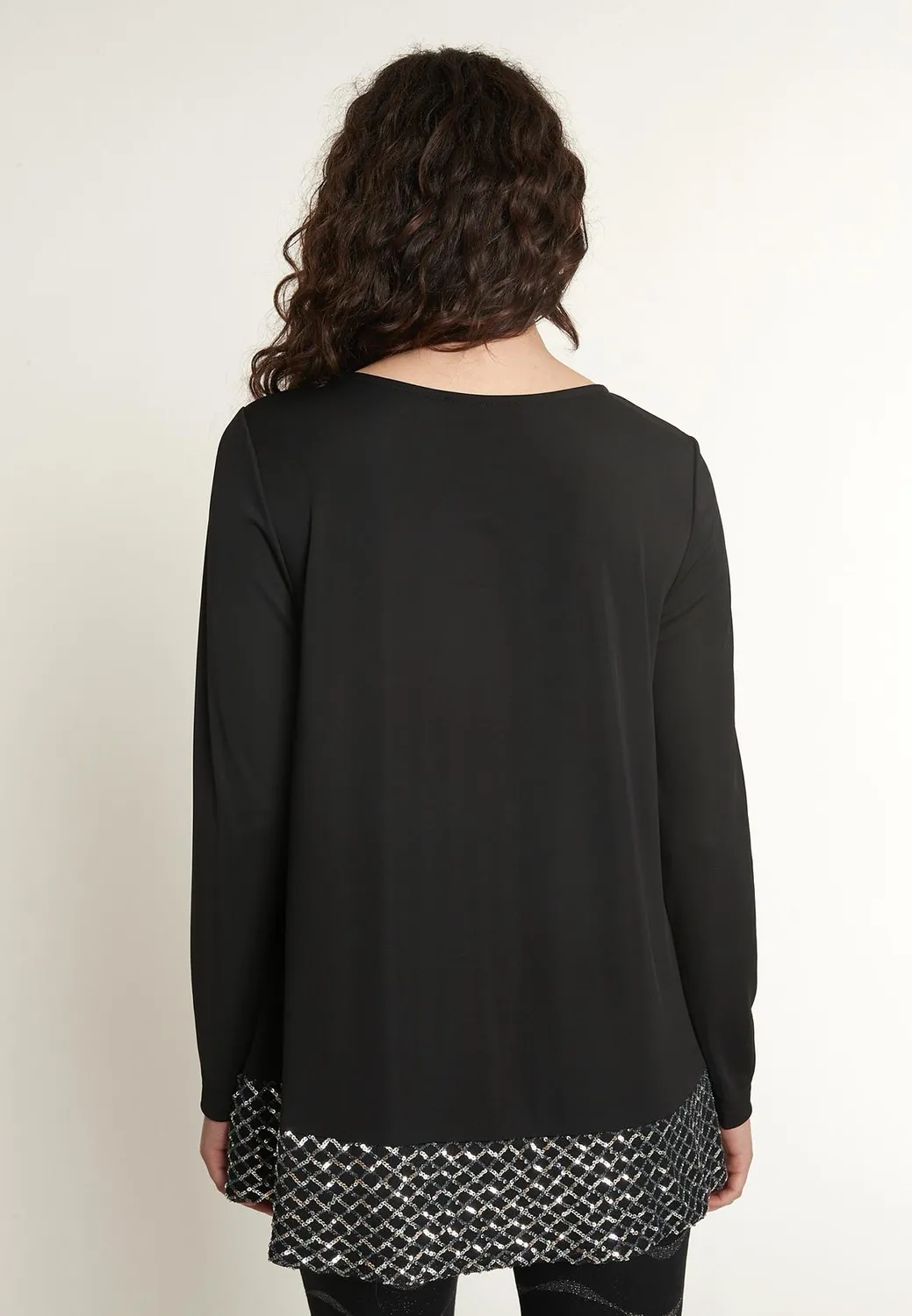 Ana Alcazar Odorea top maniche lunghe nero paillettes