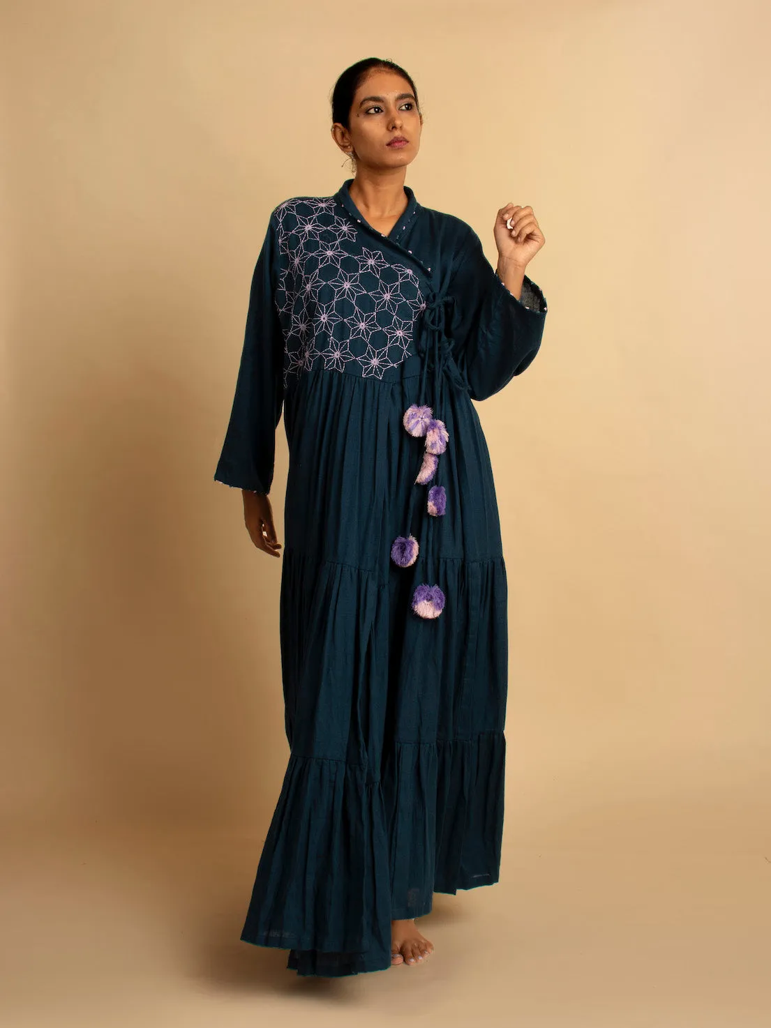 Our Dve Harid Dress abito blu tessuto a mano