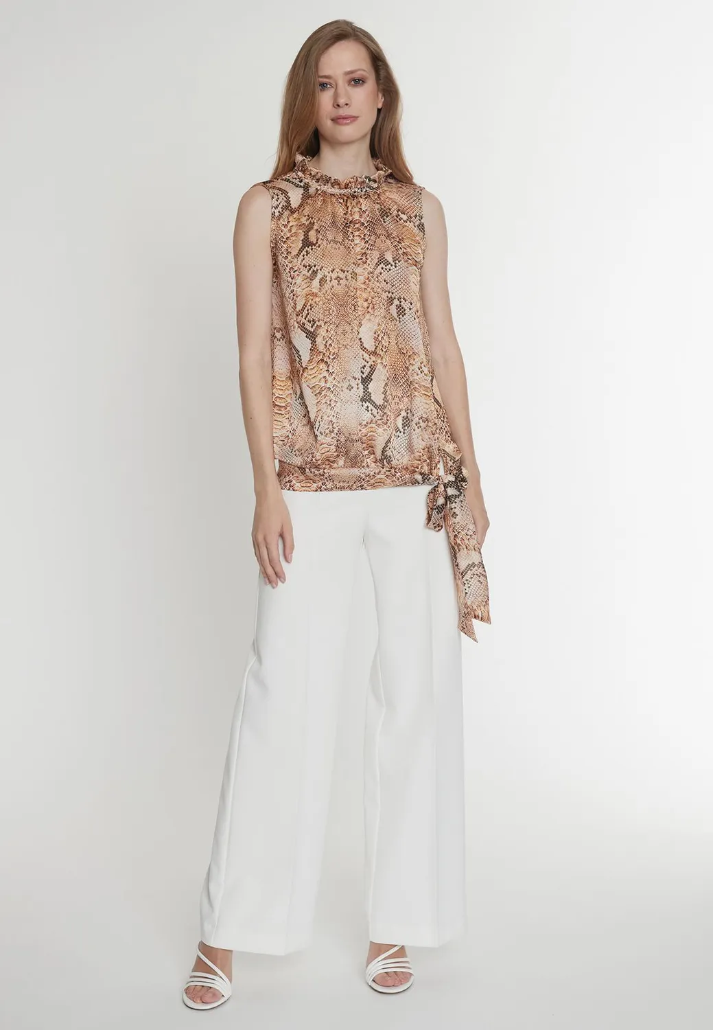 Ana Alcazar Pakosa top chiffon smanicato stampa snake