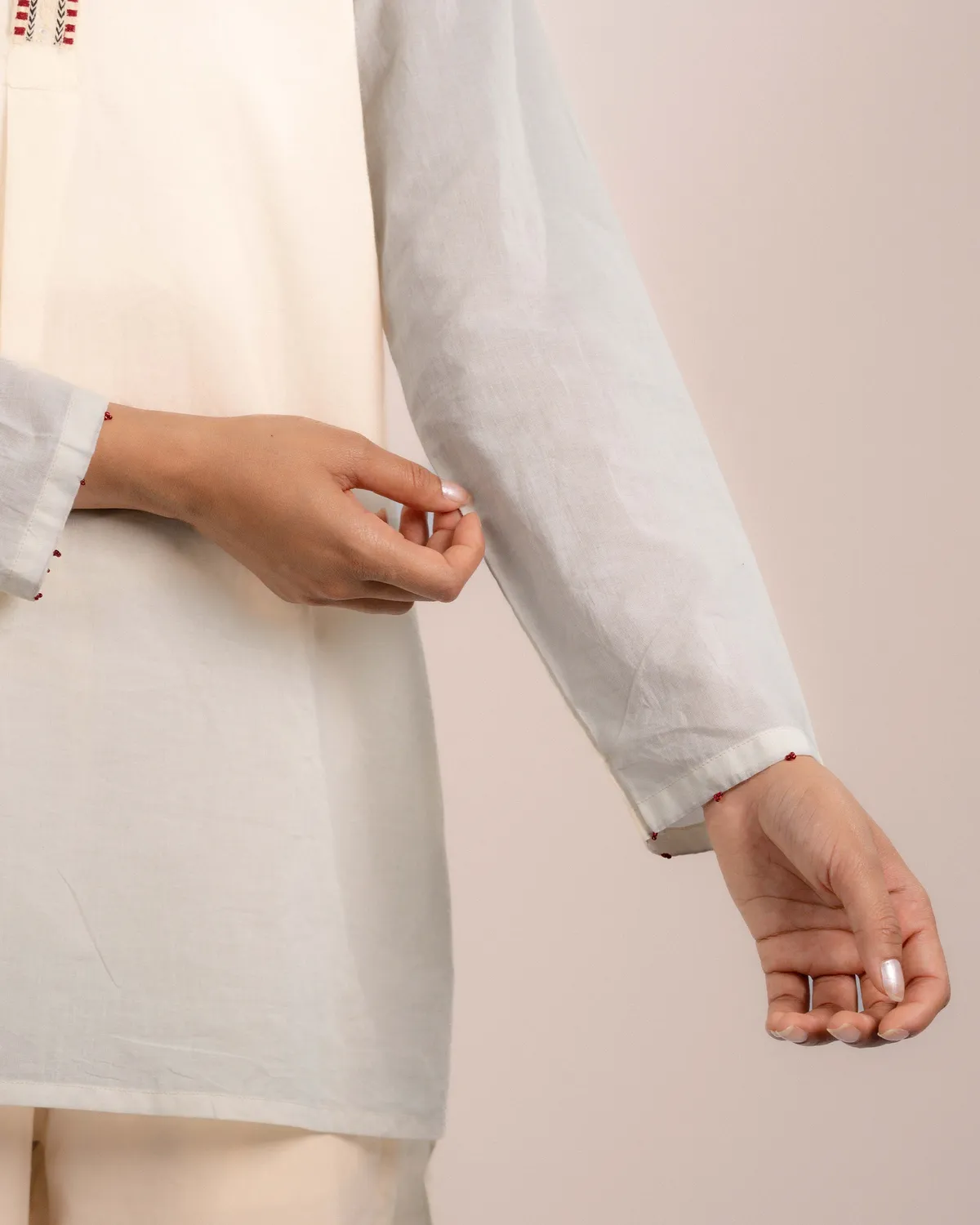 Our Dve Luna Top top cotone beige ricamo