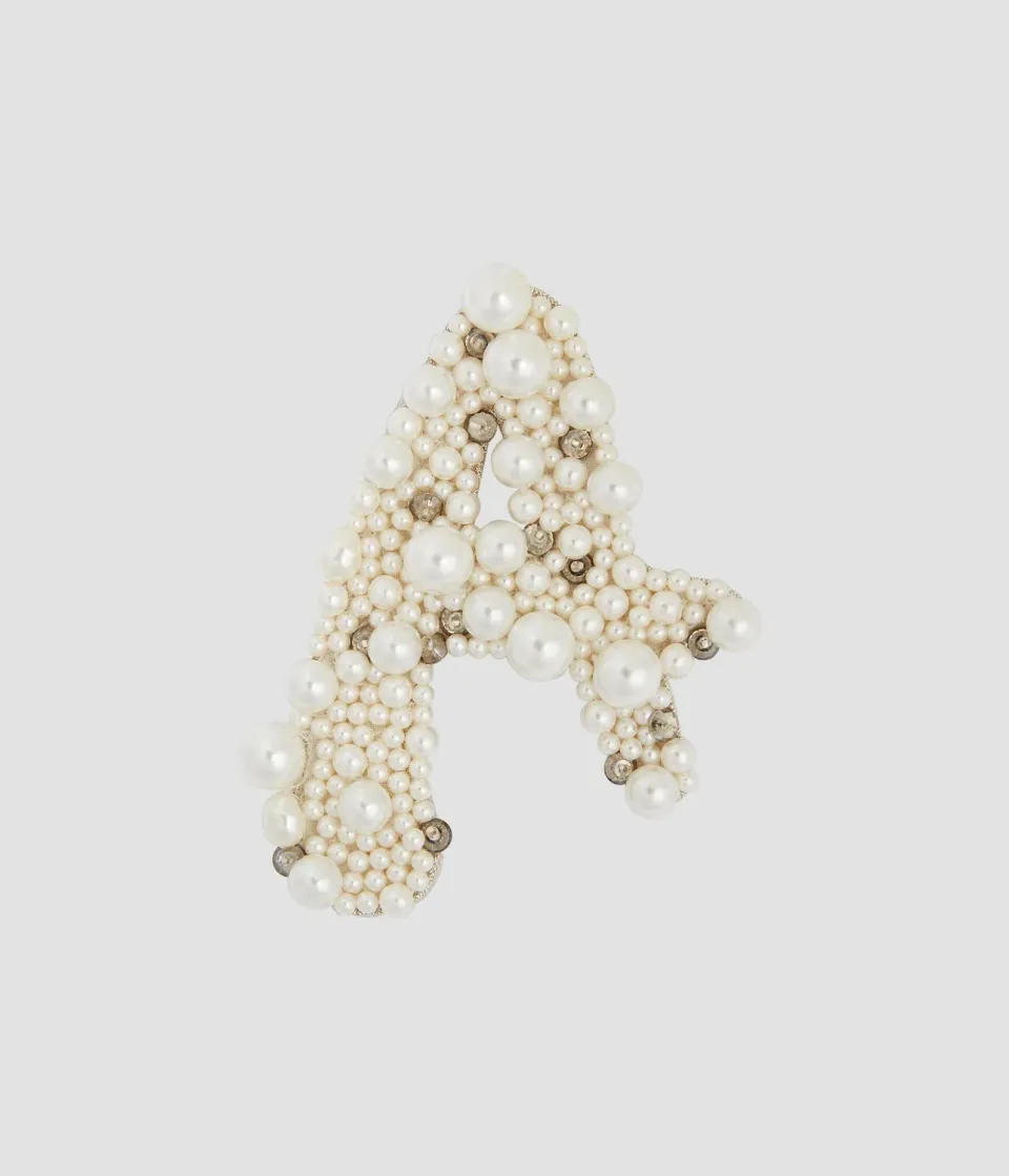 Erdem Pearl Alphabet spilla lettera A perle e cristalli