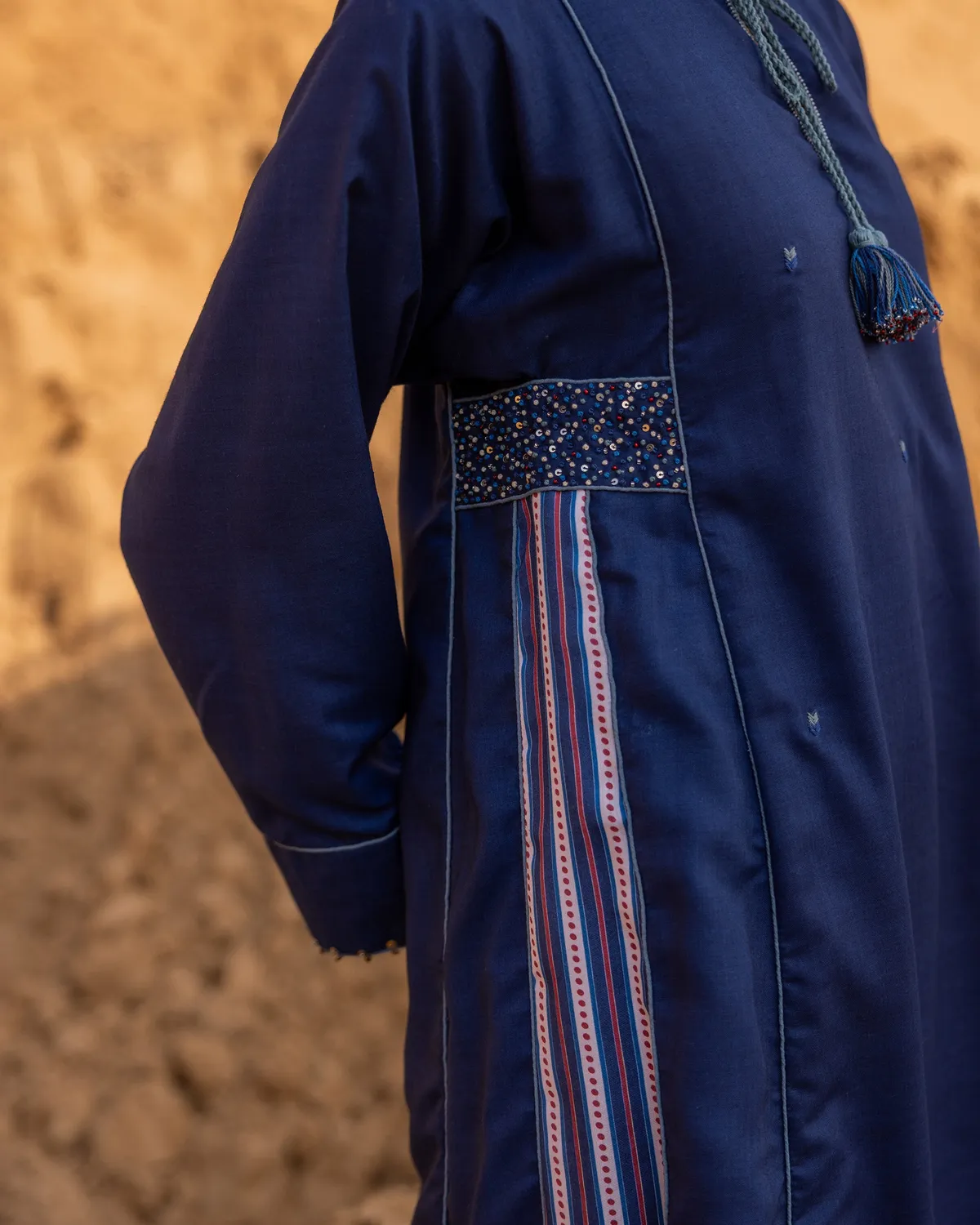 Our Dve Oraan Dress abito blu indaco seta