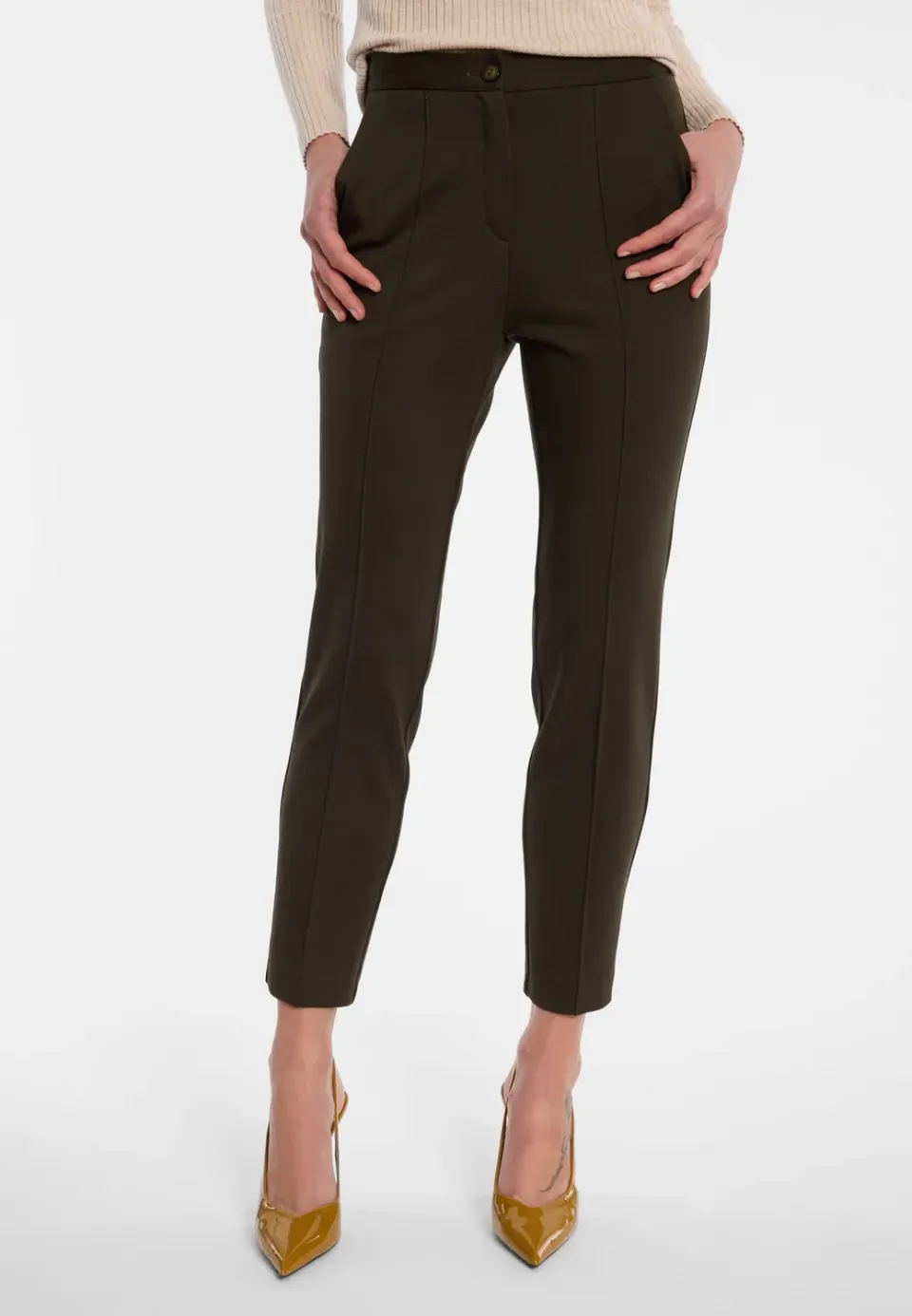 Ana Alcazar Enlyvea pantaloni sigaretta kaki stretch