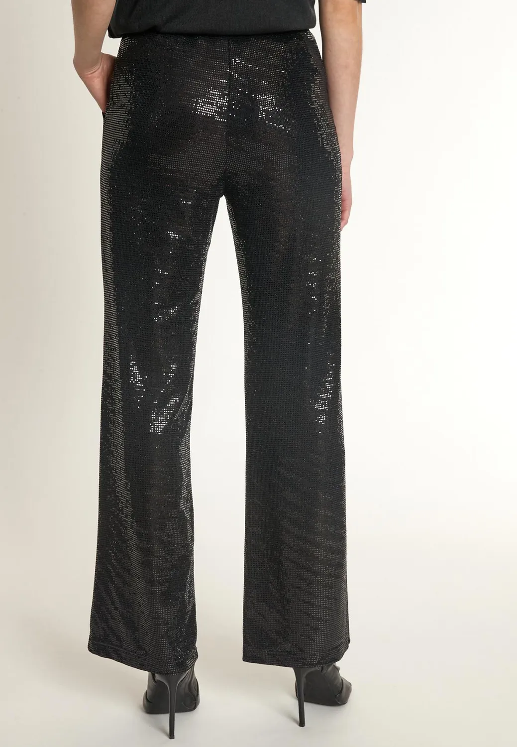 Ana Alcazar Ofyra pantaloni paillettes neri serata