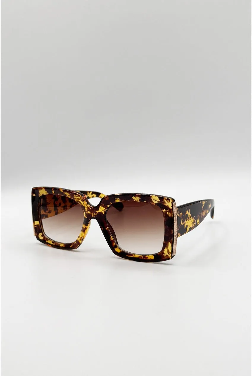 SVNX Oversized Square Occhiali da sole tartarugati UV400