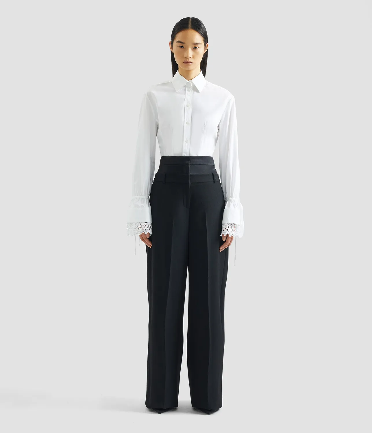Erdem Cotton Poplin camicia bianca pizzo