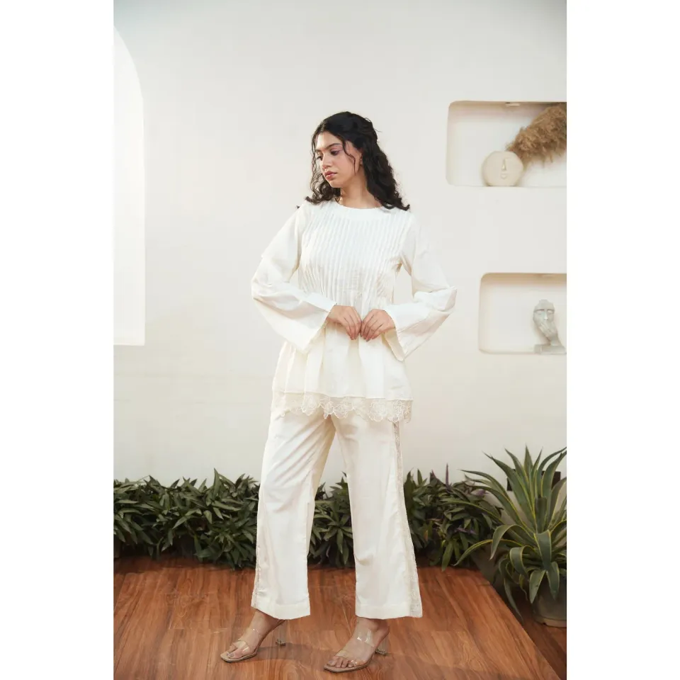 Our Dve Capsule 3 set top pantalone beige cotone