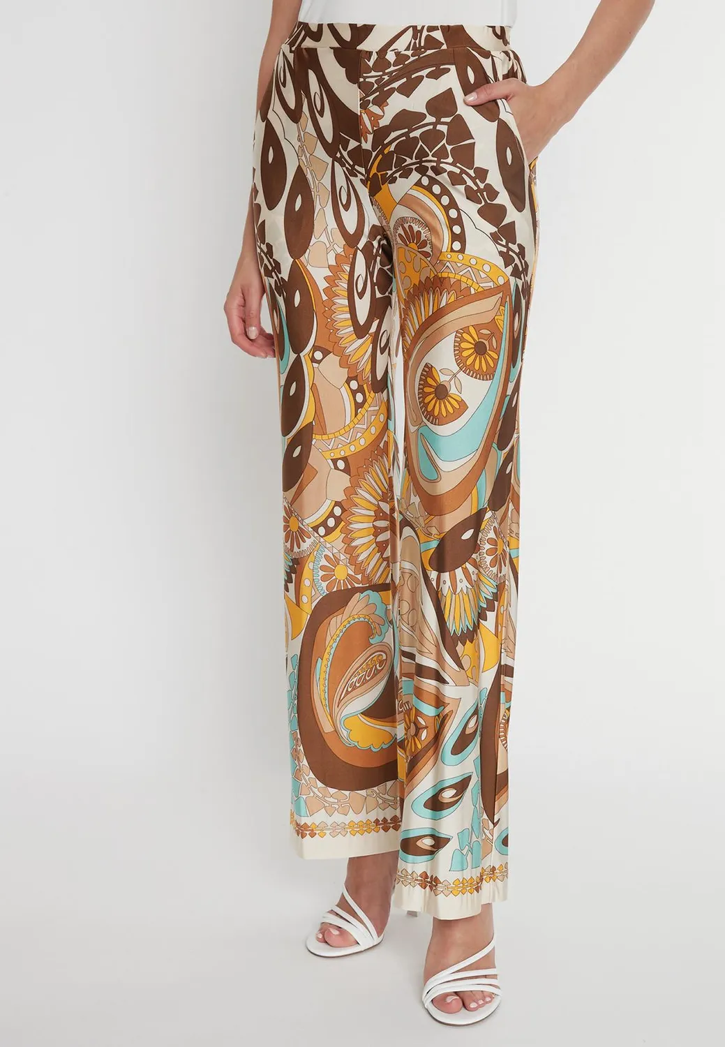 Ana Alcazar Pikila pantaloni jersey stampa marrone