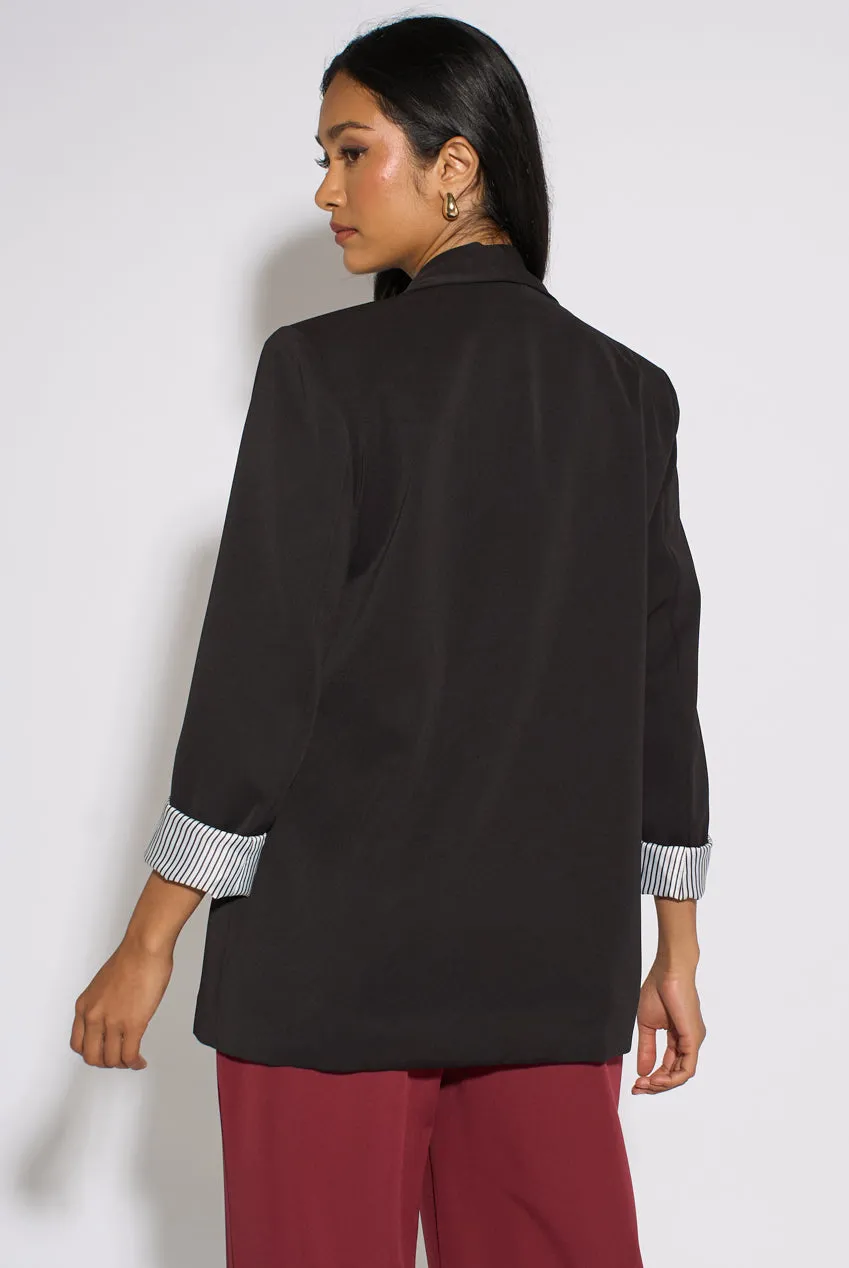 Gini London Edge To Edge blazer nero maniche contrasto
