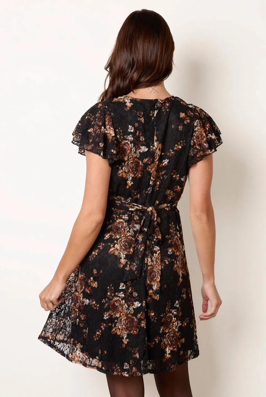Blue Vanilla Floral Lace abito mini nero S pizzo
