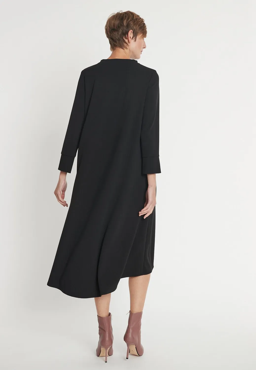 Ana Alcazar Melea abito ampio nero midi jersey