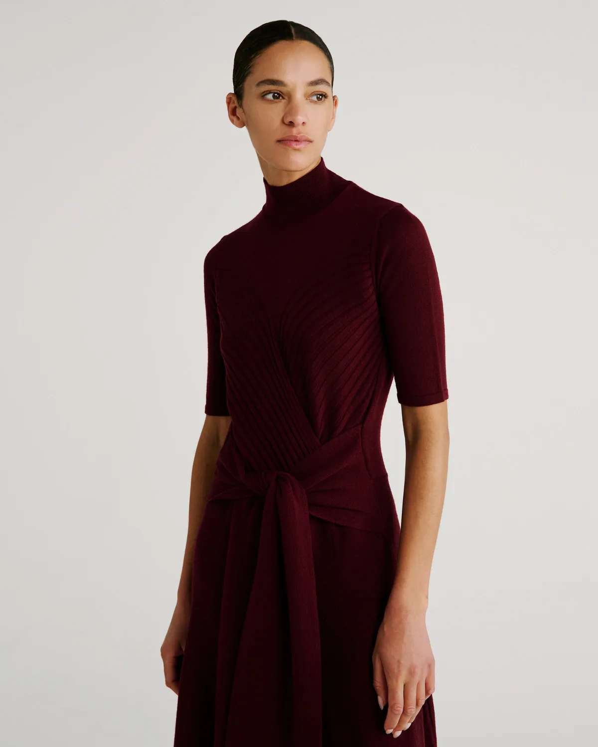 Violante Nessi Takashi abito maglia bordeaux lana merino