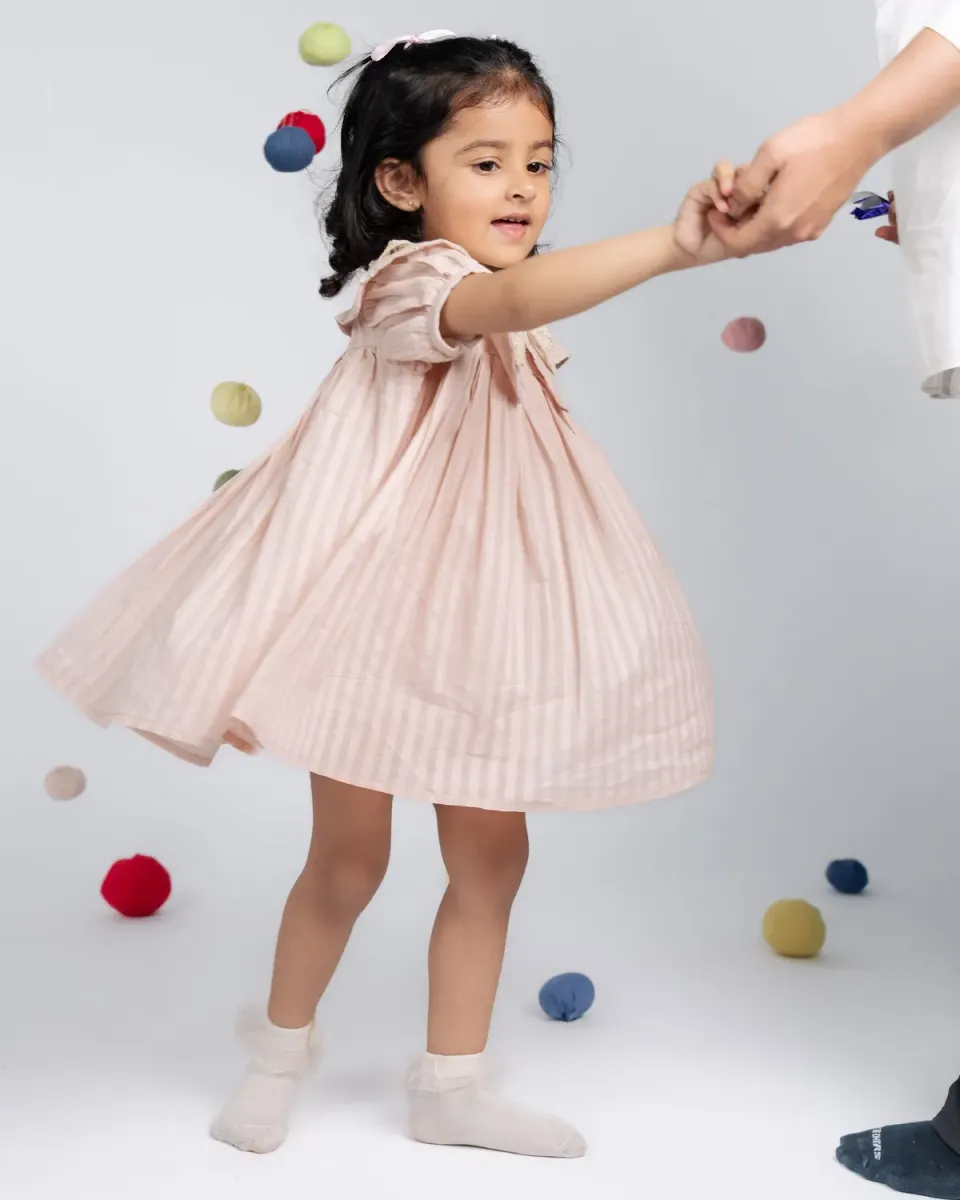 Our Dve Mini Dress bambina rosa cotone righe