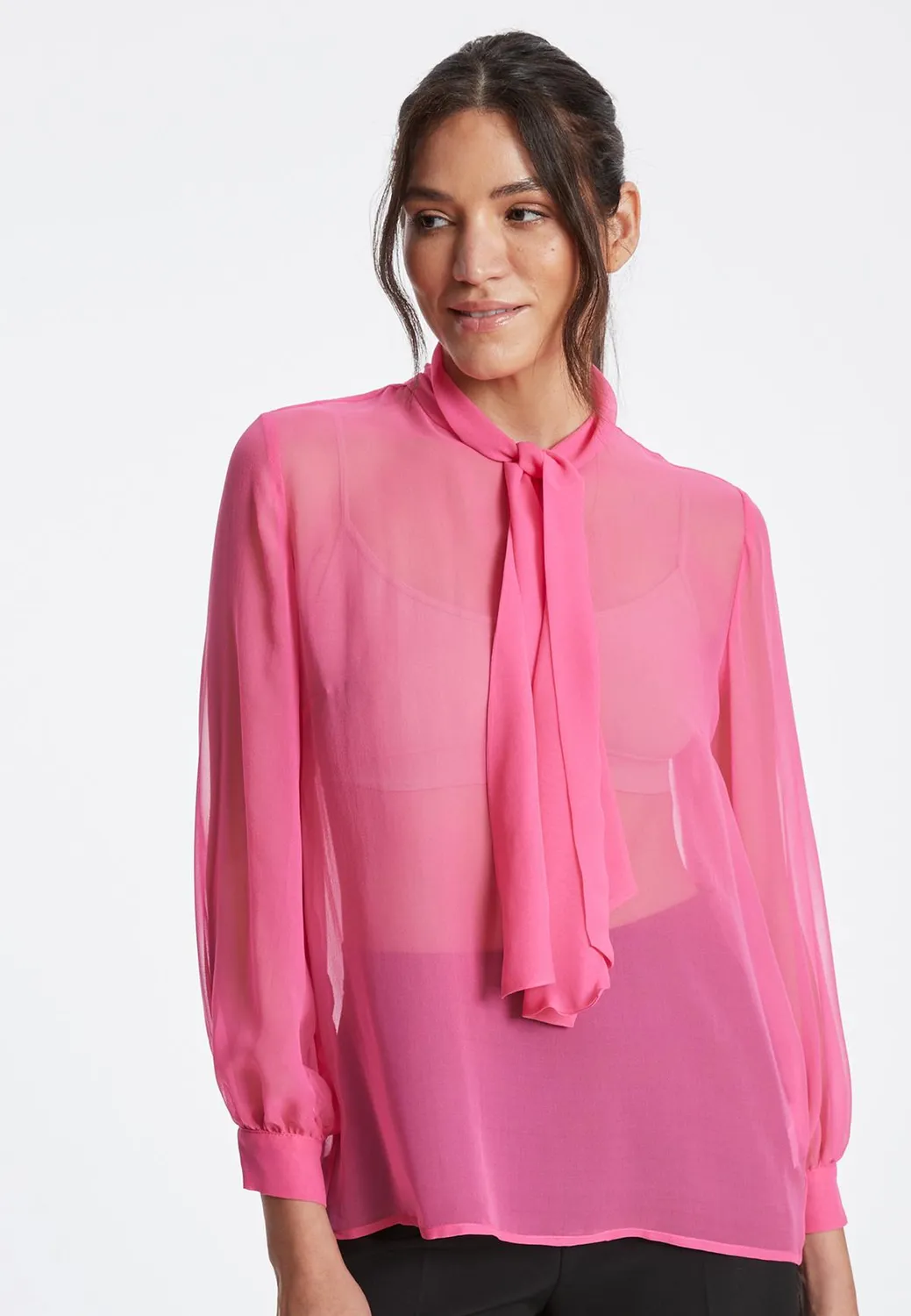 Ana Alcazar Zerina camicetta chiffon rosa fiocco
