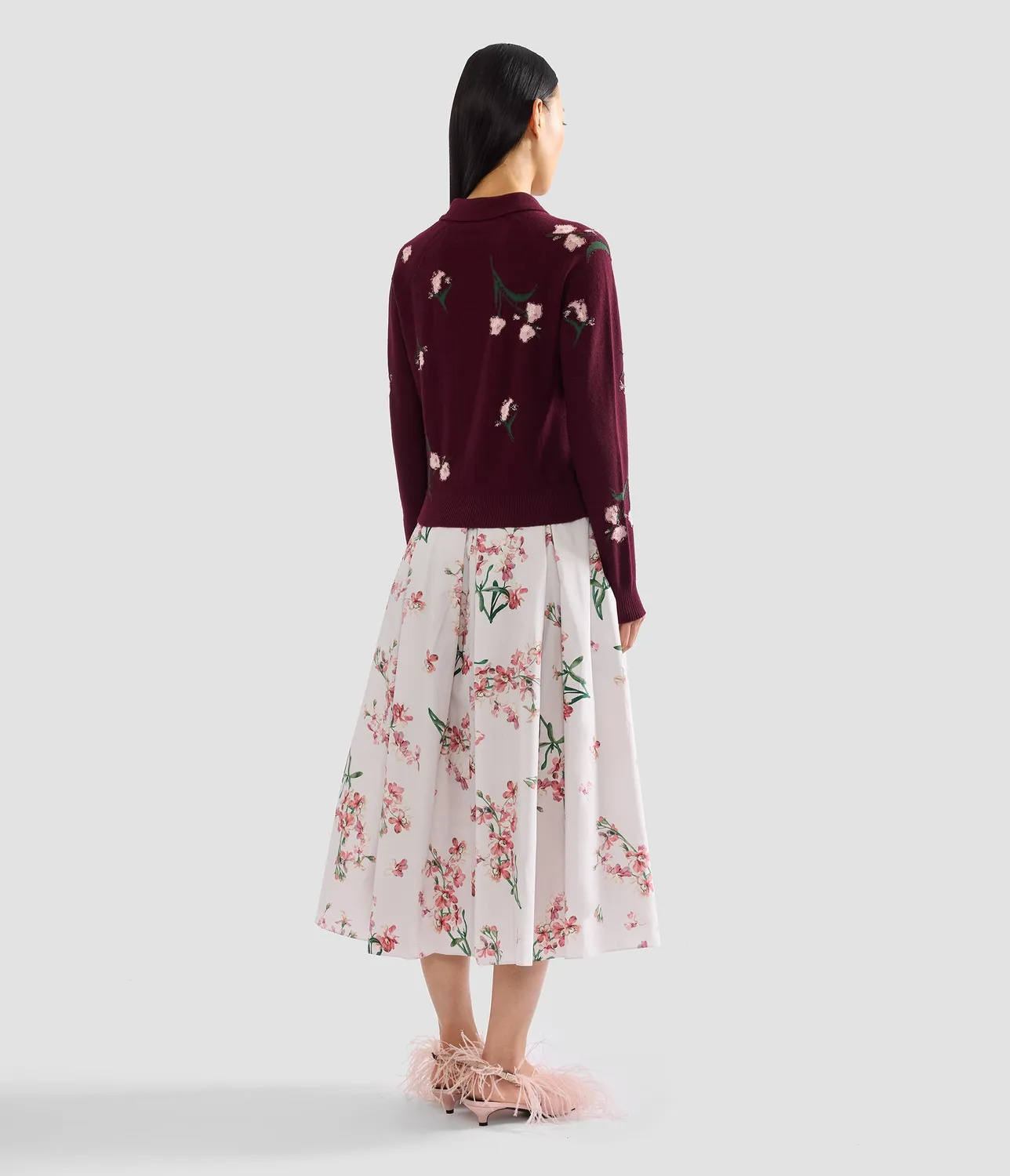 Erdem Merino Wool Floral Knit maglia bordeaux