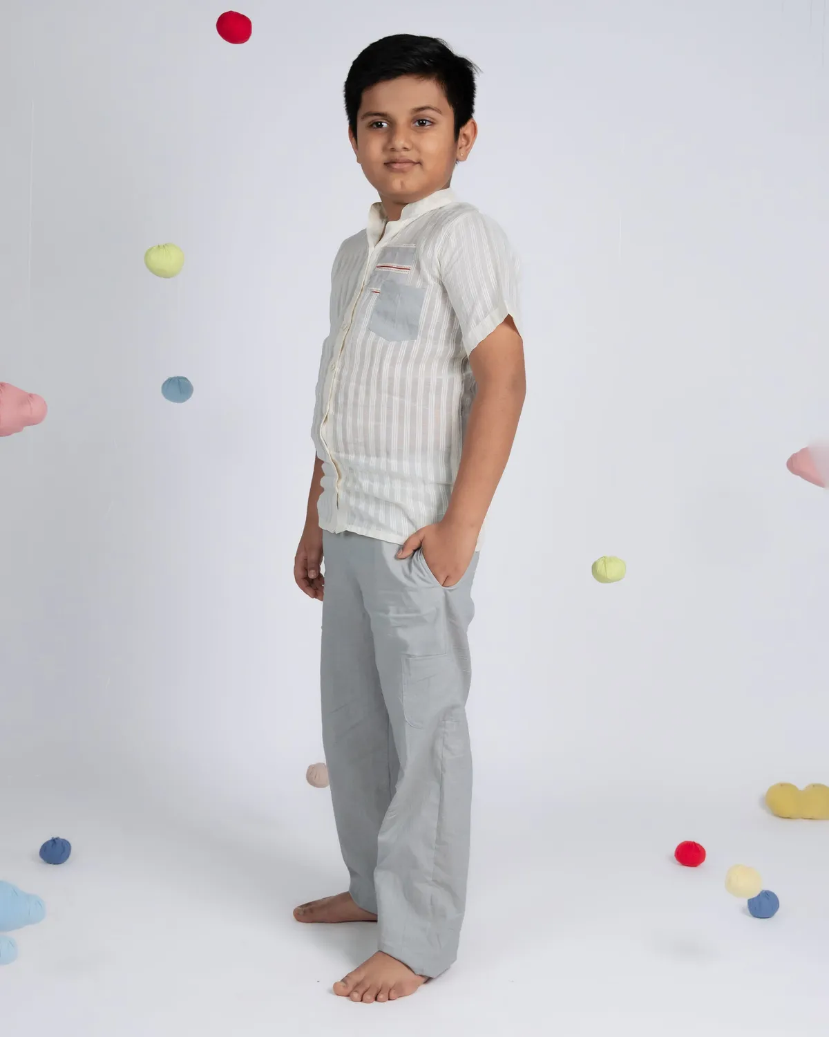 Our Dve Tiny Trend pantalone bimbo cotone grigio
