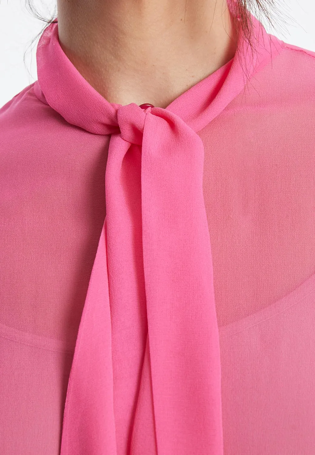 Ana Alcazar Zerina camicetta chiffon rosa fiocco