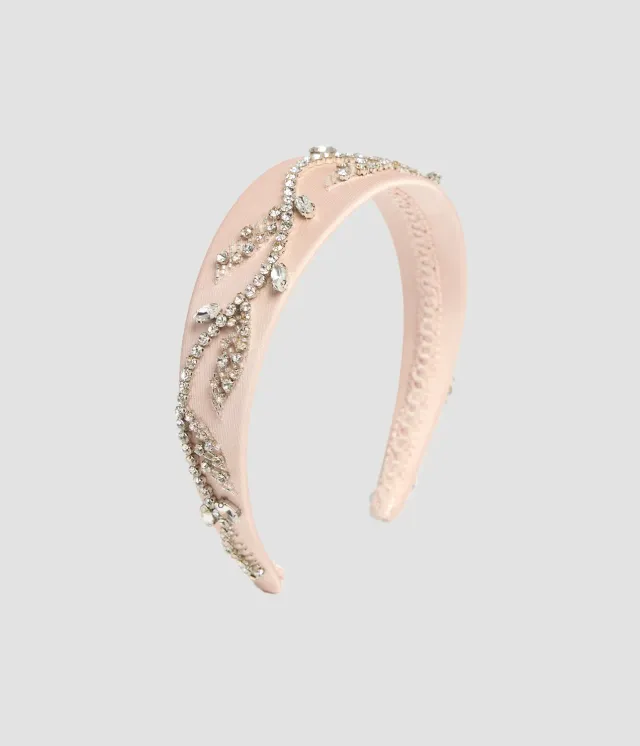 Erdem Wide Emb cerchietto raso rosa cristalli
