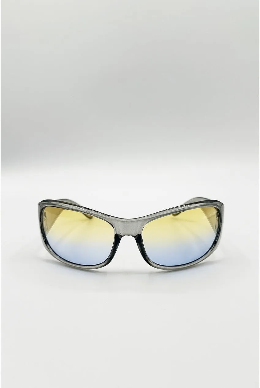SVNX occhiali sole racer oversize argento UV400