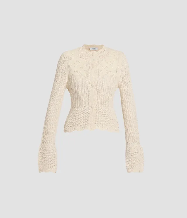 Erdem Embroidered Knit Peplum Cardigan cardigan ricamato
