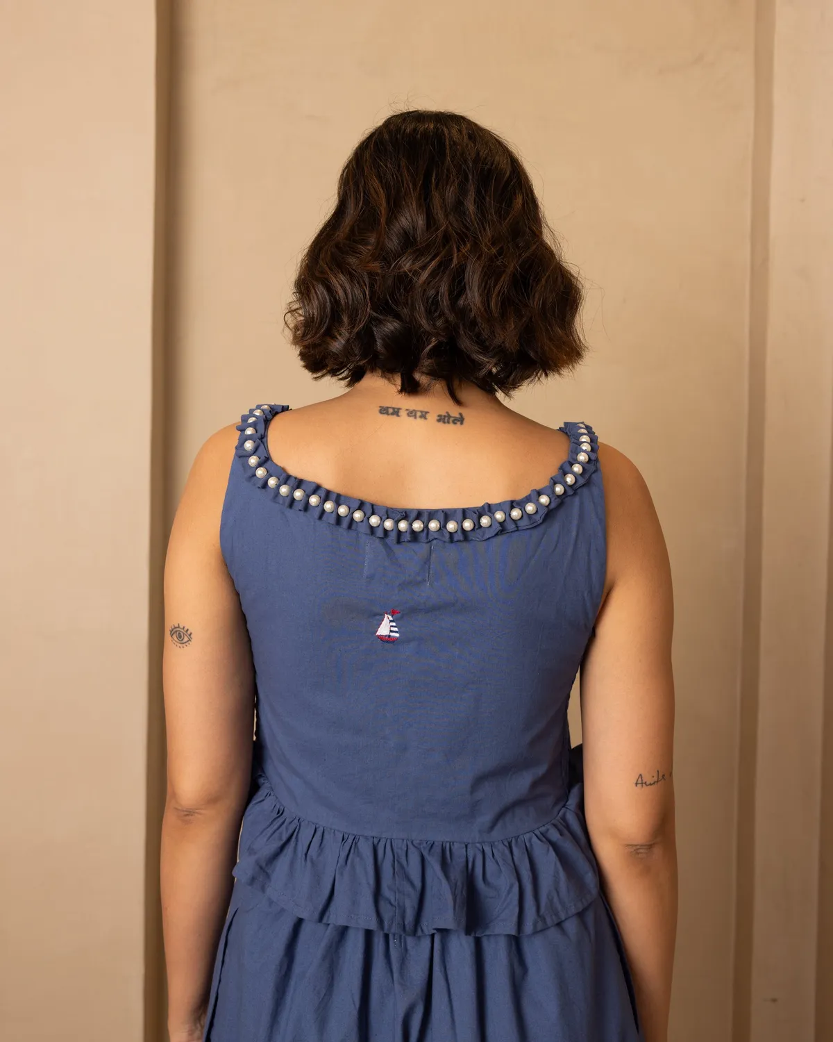Our Dve Zoe coordinato top+gonna blu scuro popeline