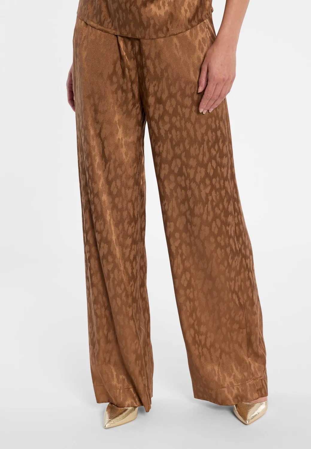 Ana Alcazar Dohia pantaloni satin larghi animalier