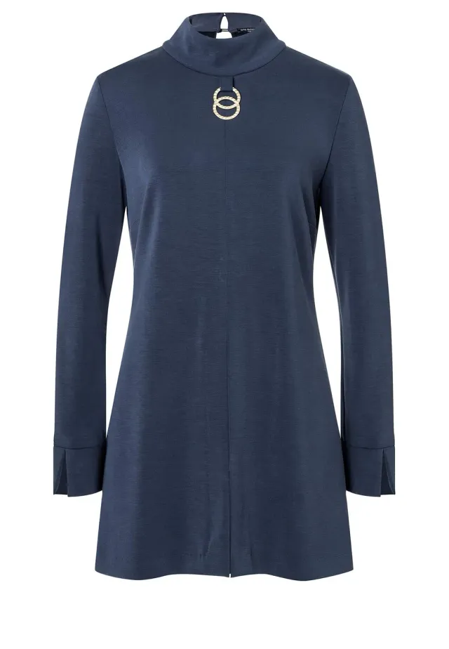 Ana Alcazar Semira top blu jersey collo alto