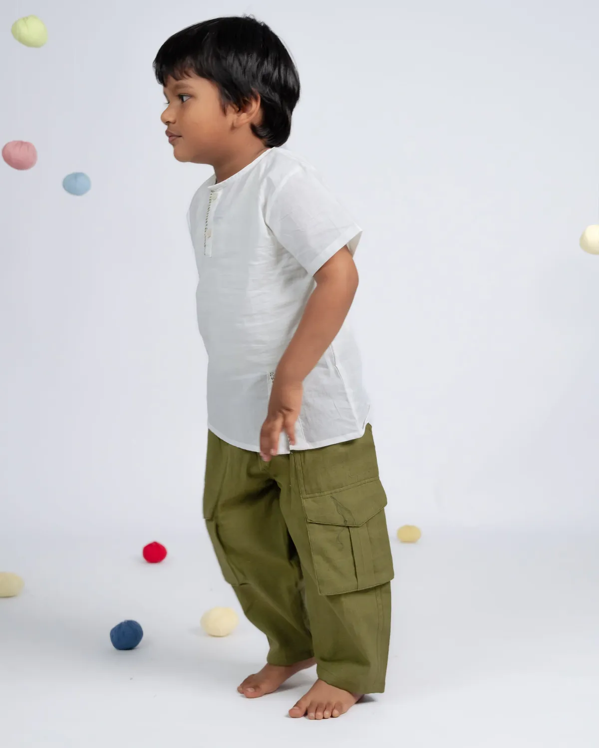 Our Dve Signature Boy completo bimbo cotone bianco verde