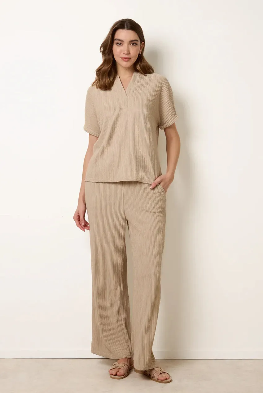 Blue Vanilla Grandad Collar top pietra oversize