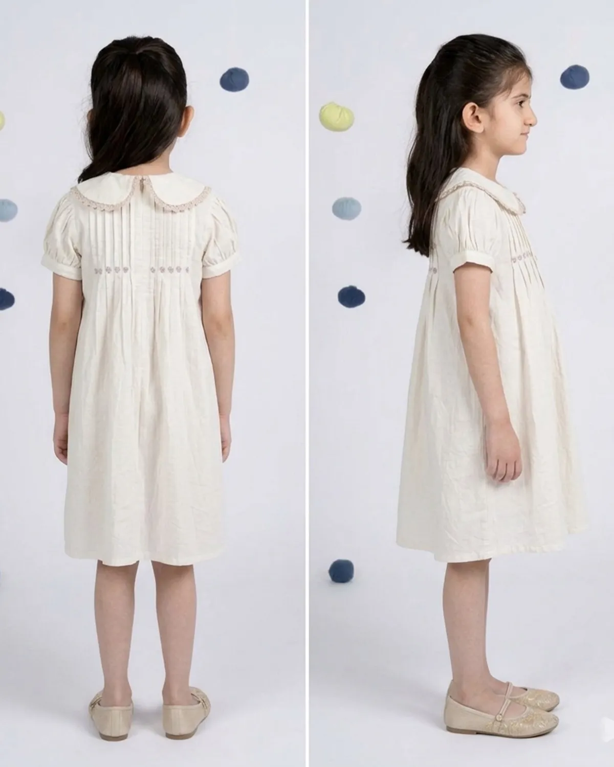 Our Dve Daisy abito bambina cotone beige pizzo