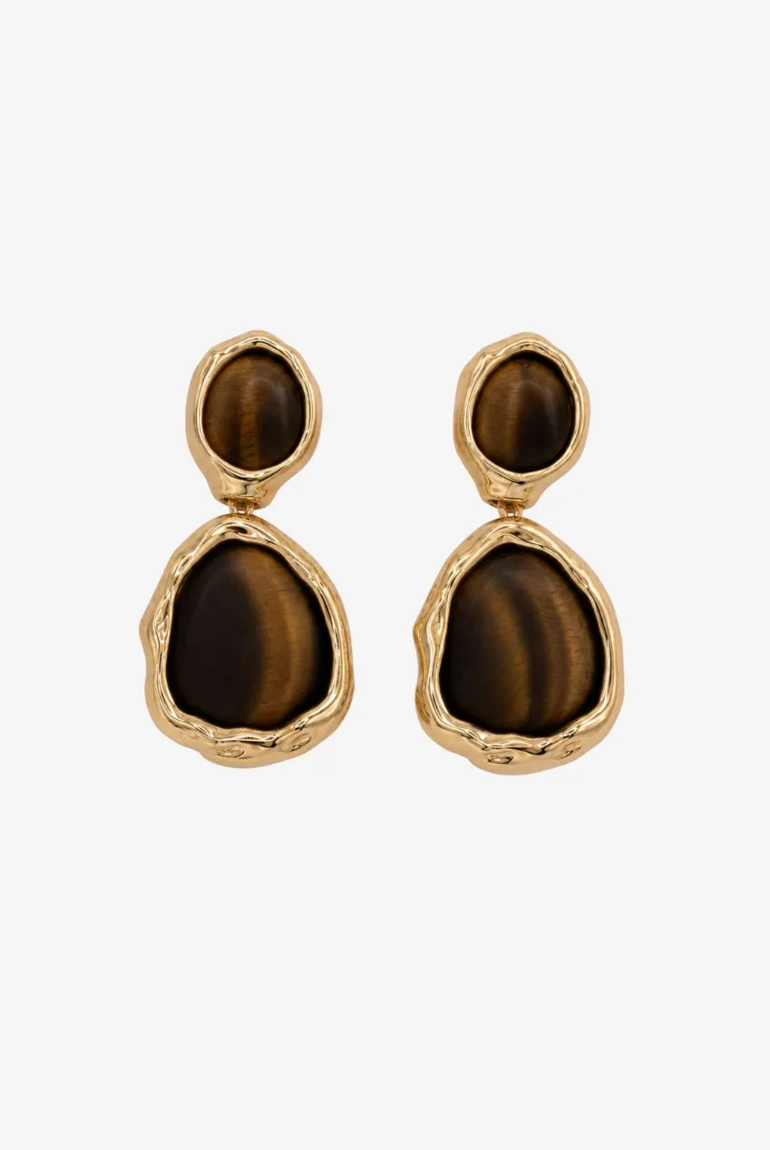 Uchi & Soto Nekomeishi Tigers Eye orecchini oro oversize