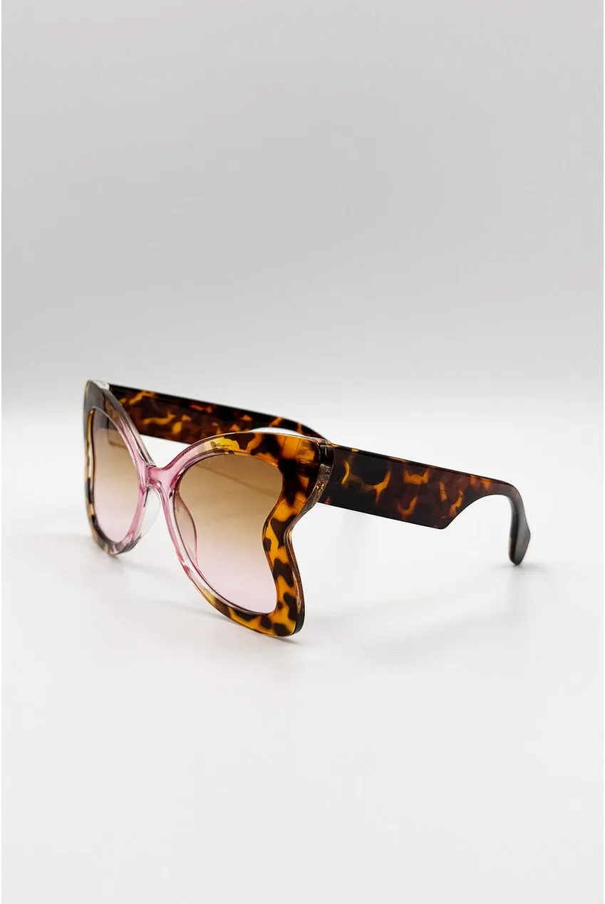 SVNX Oversized Butterfly occhiali da sole tartarugati marroni