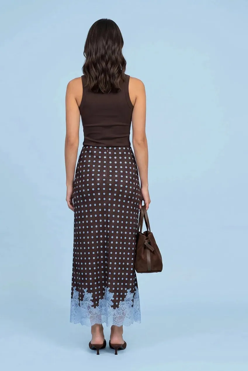 Urban Bliss Lace Spot gonna maxi cioccolato pois pizzo