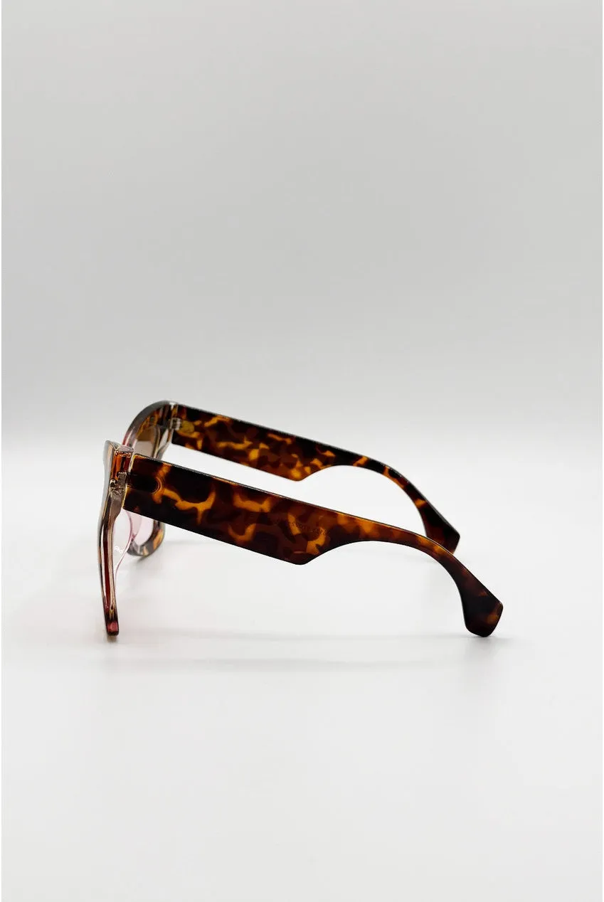 SVNX Oversized Butterfly occhiali da sole tartarugati marroni