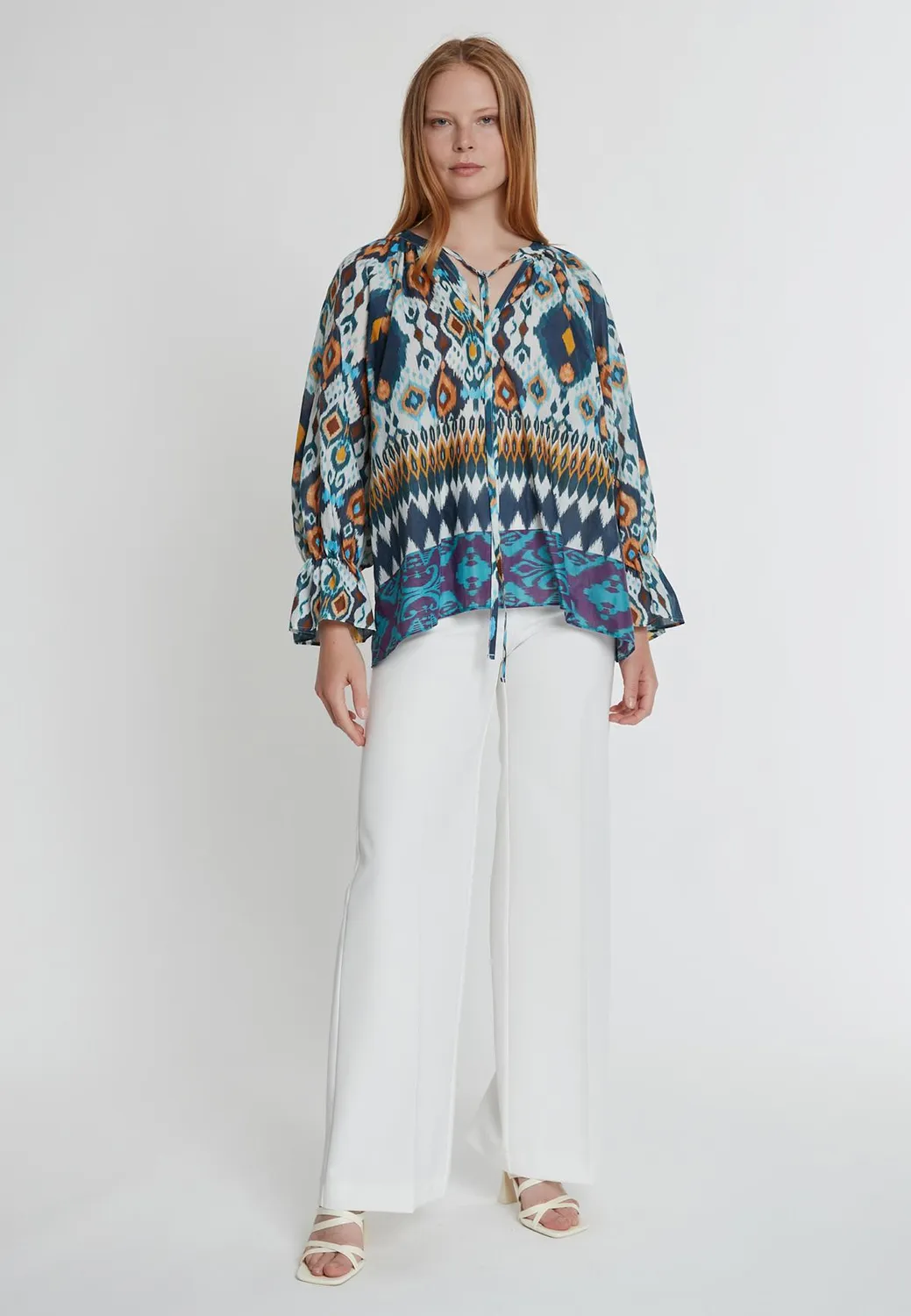 Ana Alcazar Kaira Wide Blouse blusa ampia blu zafferano