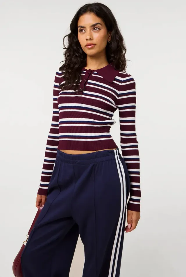 Pink Vanilla Stripe maglione righe vino manica lunga