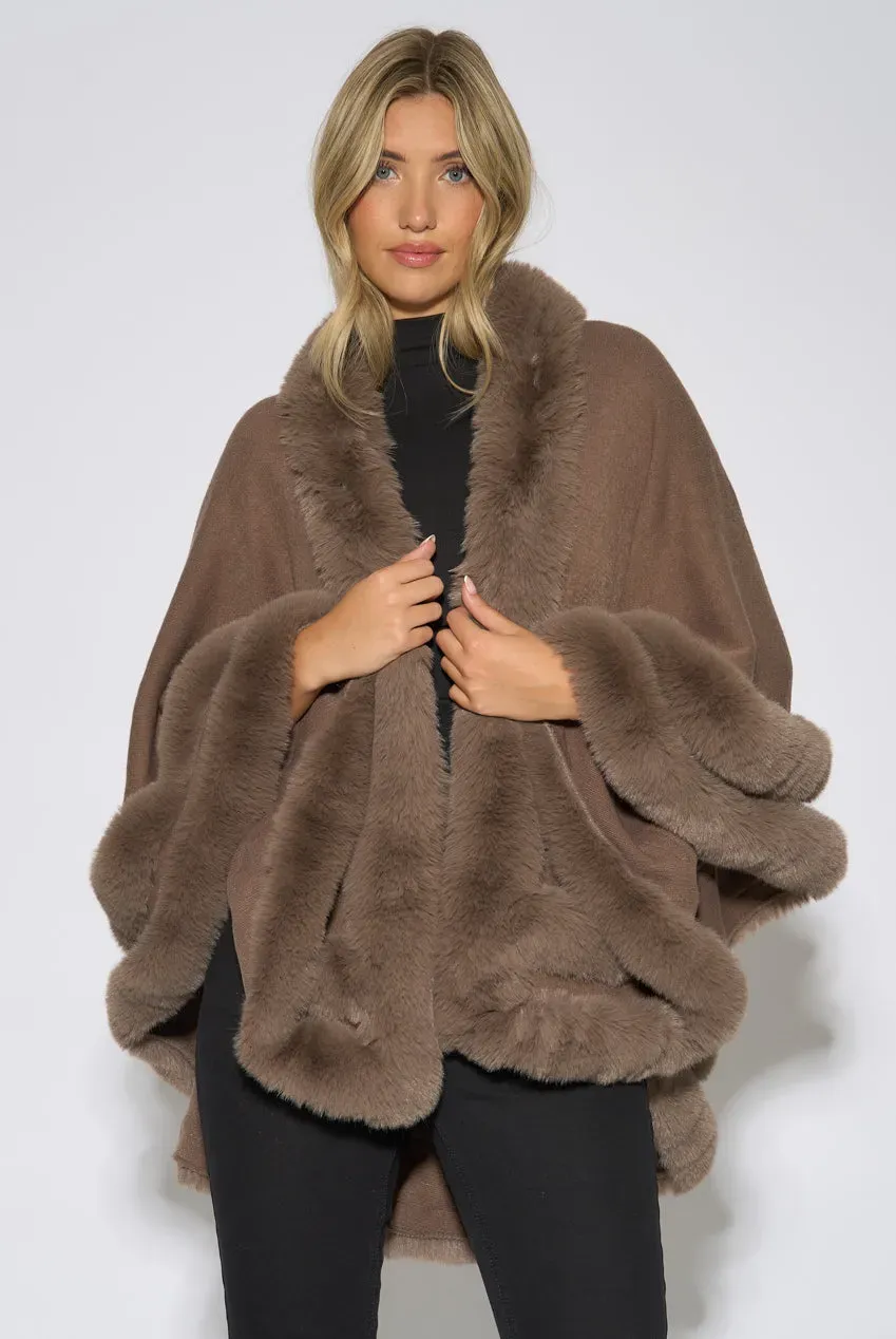 Gini London Double Layer mantella marrone pelliccia