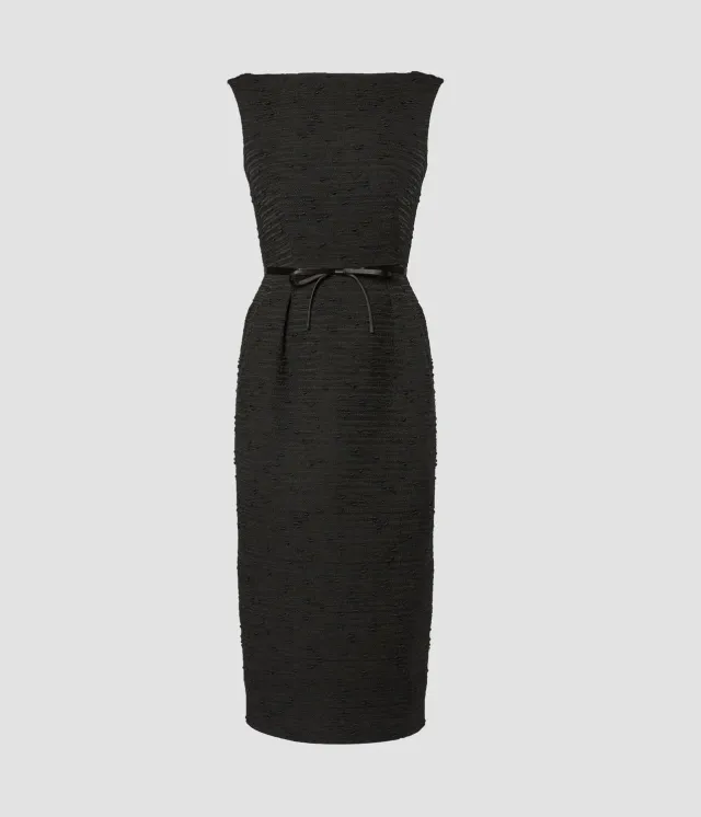 Erdem Pencil abito midi tweed nero smanicato