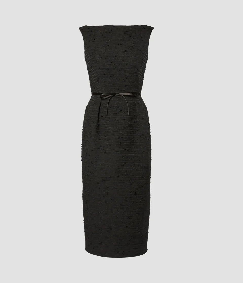 Erdem Pencil abito midi tweed nero smanicato