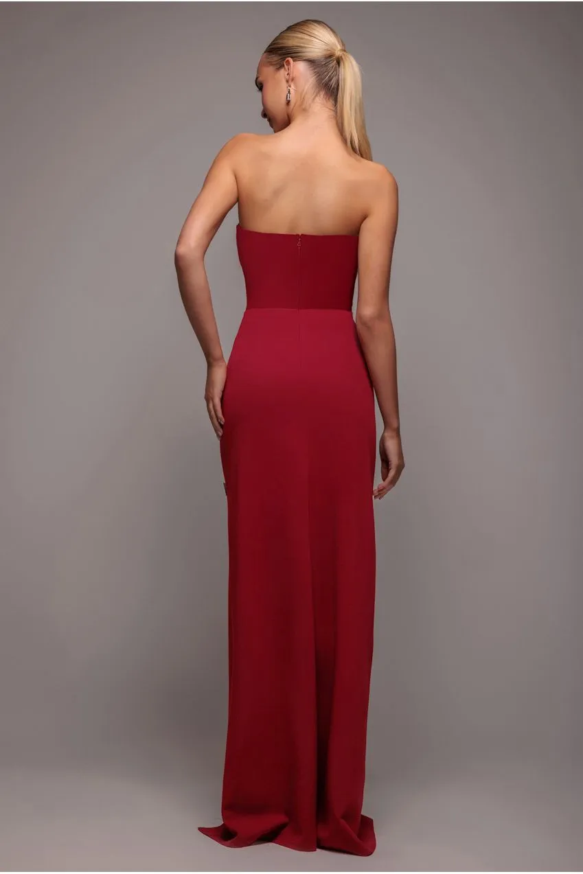 Goddiva Mermaid maxi abito bordeaux sirena spacco