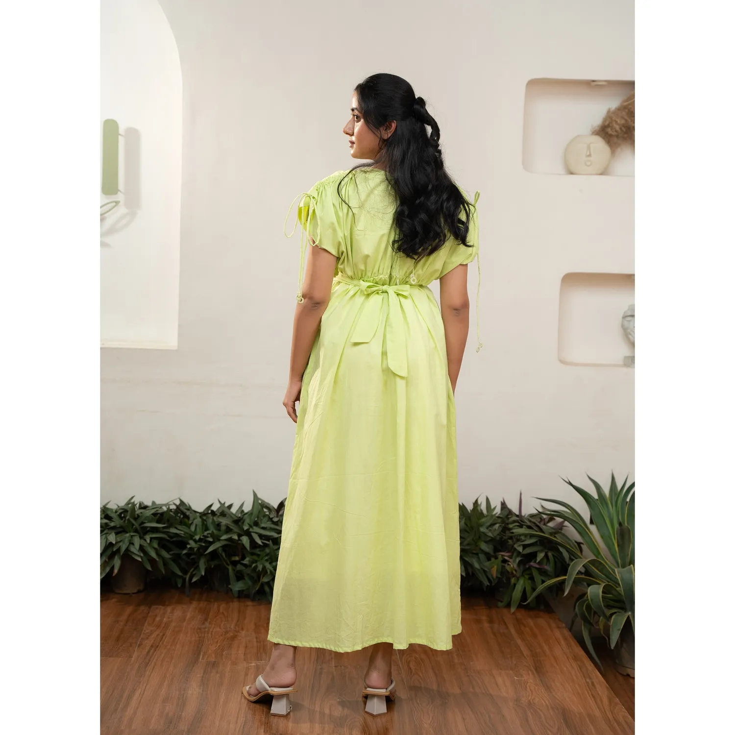 Our Dve Capsule 4 vestito verde cotone