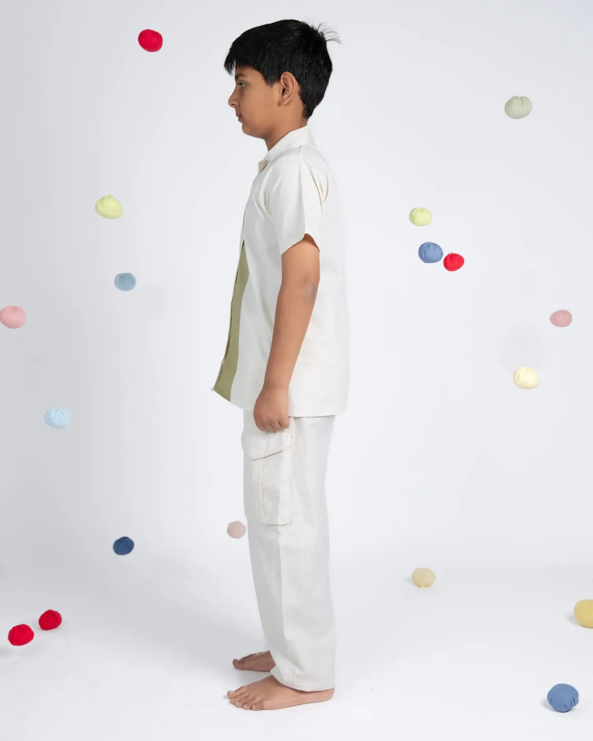 Our Dve Urban Boy completo bambino beige verde 2 pezzi