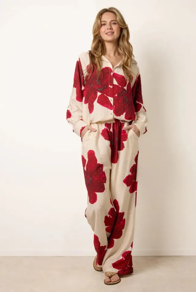 Blue Vanilla Floral Print Set coordinato rosso floreale