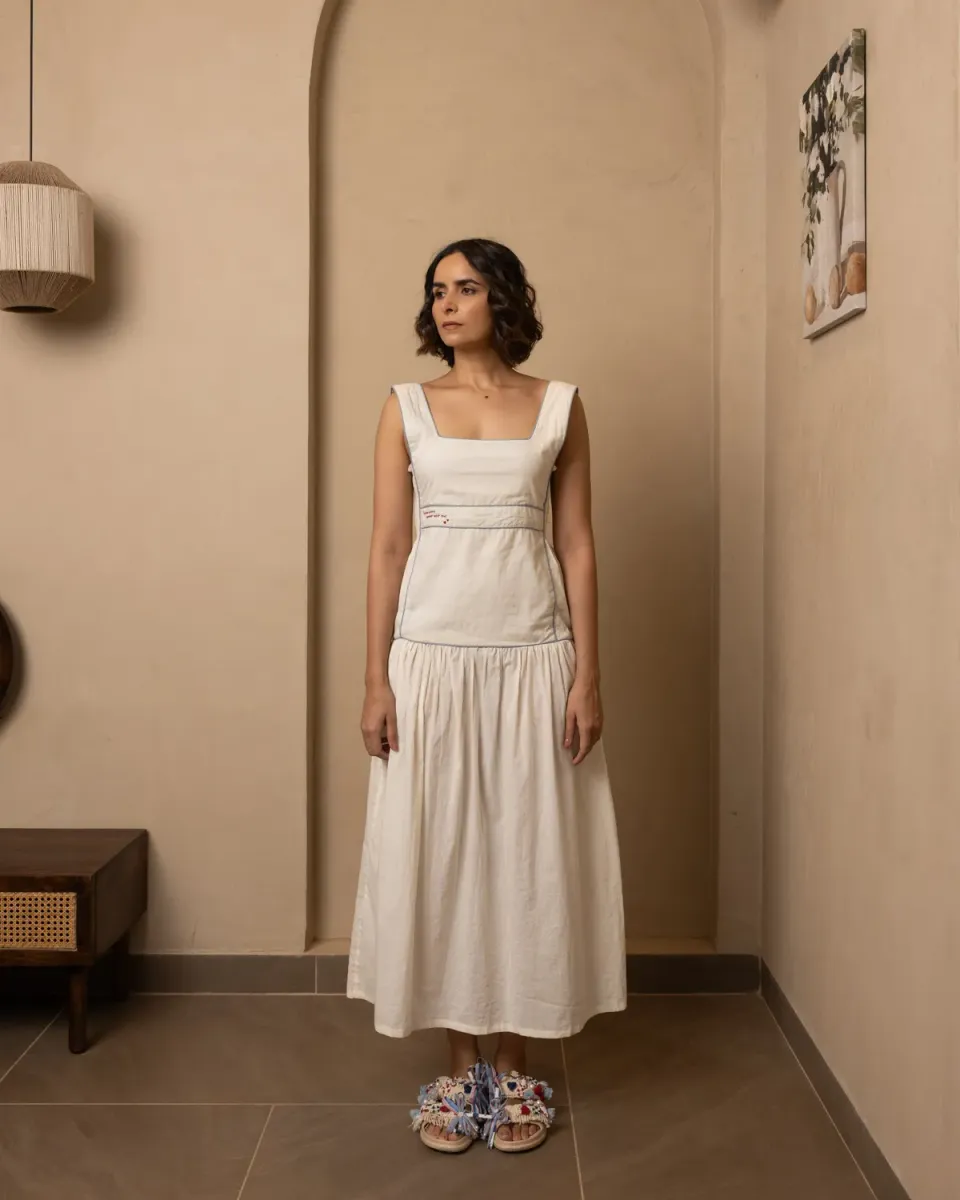 Our Dve Serene Dress abito beige XL cotone