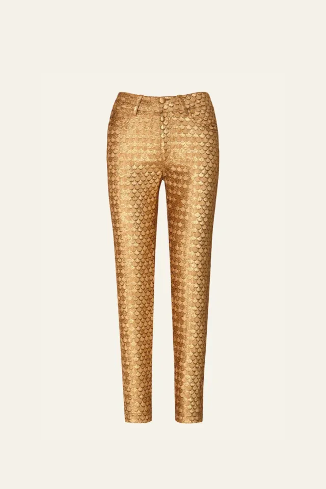 Johanna Ortiz Aspiraciones pantaloni oro jacquard