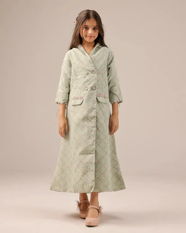 Our Dve Merry Berry completo abito giacca verde bambina